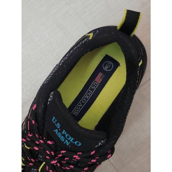 🇺🇸 US POLO ASSN Women’s Black Mesh Neon Pink Accent Athletic Sneakers SIZE 6.5 - Picture 8 of 15